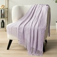 thumbnail image 5 of PAVILIA Lavender Purple Knit Throw Blanket for Couch Bed, Soft Knitted Farmhouse Sofa Throw for Living Room, Lightweight Decorative Summer Throw Blanket for Chair, Outdoor Textured Boho Blanket, 50x60, 5 of 9