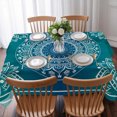 thumbnail image 3 of Teal Blue Boho Table Cloth Waterproof Tablecloths, Retro White Rustic Flower Ethnic Pattern Tablecloth Dining Table Cover for Kitchen Party Tabletop Outdoor, Rectangle Tablecloth 52x70 Inch, 3 of 9