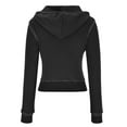 thumbnail image 4 of Dasayo Sweatshirt for Women Long Sleeve Hooded Cropped Black Drawstring Solid Pocket Jackets Tops for Women Trendy L, 4 of 5