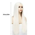 thumbnail image 3 of Wig with Bangs, Wigs for Women, White Split Length Straight Hair High-temperature Silk Synthetic Fiber Wig, 3 of 7