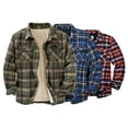 thumbnail image 3 of Askfv Flannel Thick Cotton Plaid Shirt for Men Regular Fit Long Sleeve Casual Button Down Shirts, 3 of 3