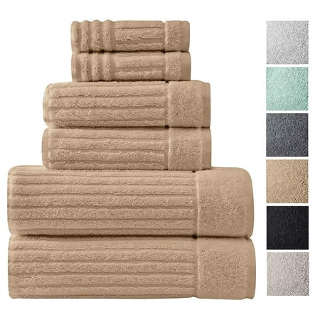 6 pc jacquard towel set - Taupe