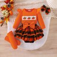 thumbnail image 2 of HCNTES Baby Girl Clothes Halloween Baby Girl Outfit Newborn 1st Halloween Punmkin Romper Tutu Skirt Dress Headband Cute Fall Clothes 3Pcs Sets 0 3 6 9 12 18 Months, 2 of 8