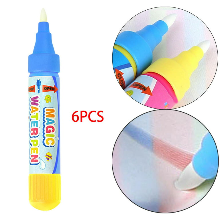 6Pcs Water Doodle Pens Early Toy Replacement Markers Pens for Toddlers, ,  Boys, Drawing , Crafting, Water Writing Mat , Blue