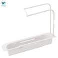 thumbnail image 2 of Deago Kitchen Telescopic Sink Rack Organizer Shelf Expandable Storage Sponge Soap Holder Drain Basket (White), 2 of 8