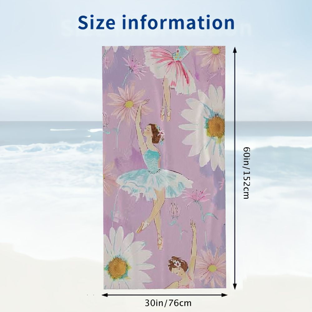PHYHOO Dance Dancer Oversized Quick Dry Microfiber Beach Towel Beautiful Girl Lightweight Sand Free Towel Super Soft &amp; Absorbent for Travel Swimming Sports 30x60in