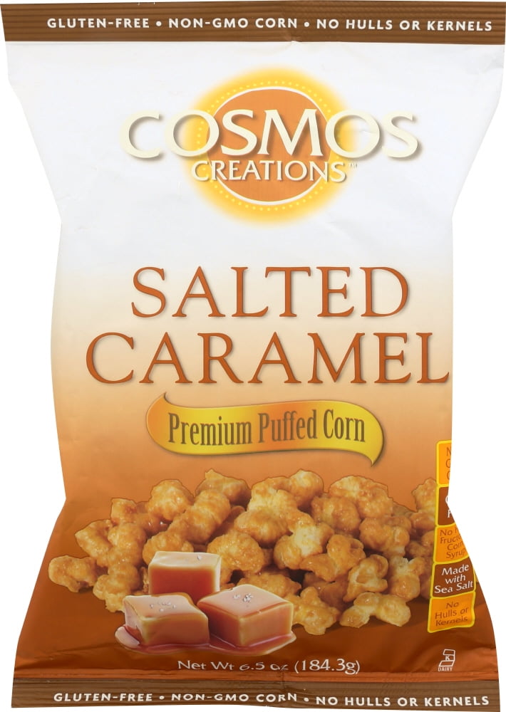 Cosmos Creations Premium Puffed Corn Salted Caramel Popcorn Without