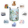 thumbnail image 4 of Balery Chinoiserie Floral Palm Tree Cesta de ropa redonda con asas, impermeable, independiente, para ropa, juguetes, dormitorio y familia-Medium, 4 of 6