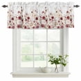 thumbnail image 2 of 2 Panels Red Spring Floral Valance for Windows, Elegant Pastoral Flowers Watercolor Light Filtering Kitchen Curtains, Rod Pocket Window Treatment Curtain Valances for Living Room Bedroom, 42"x12", 2 of 9