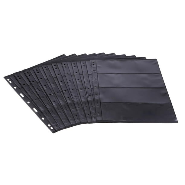 Kit de 10 Piezas de Album de Hoja Suelta Baoblaze Funda Protectora para Billetes Transparente PVC Página Negra
