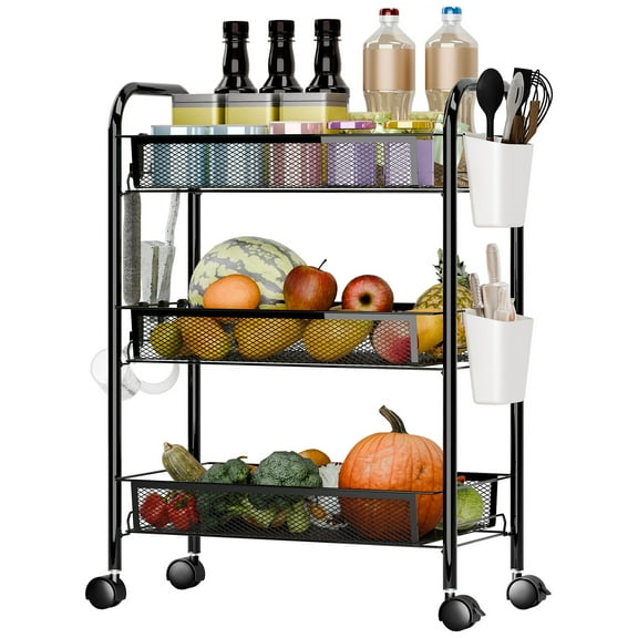 Zxareky 5 Tier Stackable Metal Mesh Storage Basket with 360 Degree Wheels