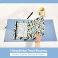 thumbnail image 5 of Flowers and Cow 2 Pack Pencil Pouches Zipper Pencil Case 3 Ring Pencil Pouch Cosmetic Bag, 5 of 6
