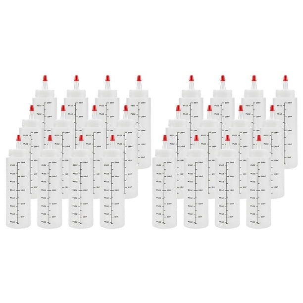 Paquete de 24 de 8 Onzas de Condimento para Apretar con Tapa de Punta Roja - Botella de Plástico Duradera para Salsa de Tomate, Salsas, Jarabe