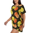 thumbnail image 2 of Naloa Orange Lemon Women's Short-Sleeved Pajama Set, Loungewear, Summer pajamas, Breathable Cozy - XX-Large, 2 of 9