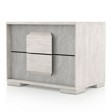 Furniture of America Gurbun 2-Drawer Wood Washed White Nightstand