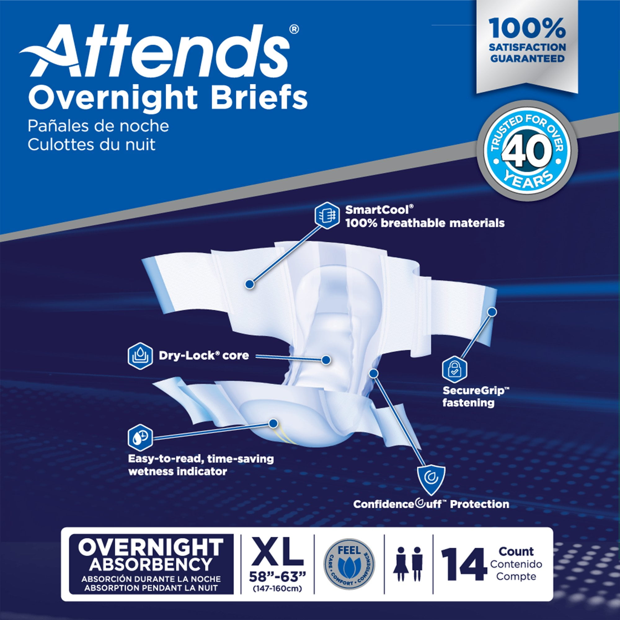 Attends Overnight Incontinence Brief L Overnight, DDEW30, Severe, 56 Ct,  Large, 56 ct - Ralphs