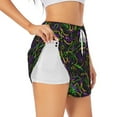 thumbnail image 3 of Lsque Neon Mardi Gras Printed Women's Running Shorts with Liner Pockets,Elastic Quick Dry Workout Athletic Gym Yoga Shorts,Womens High Waist Shorts-XX-Large, 3 of 9