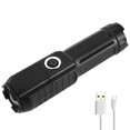 thumbnail image 1 of USB Rechargeable Flashlight Zoomable Tactical Torch Waterproof Ultra Bright Flashlight LED Tactical Flashlight 4 Lighting Modes Emergency Searchlight Portable Spotlight, 1 of 8