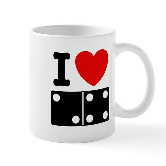CafePress - I Love Dominoes Mug - 11 oz Ceramic Mug - Novelty Coffee Tea Cup