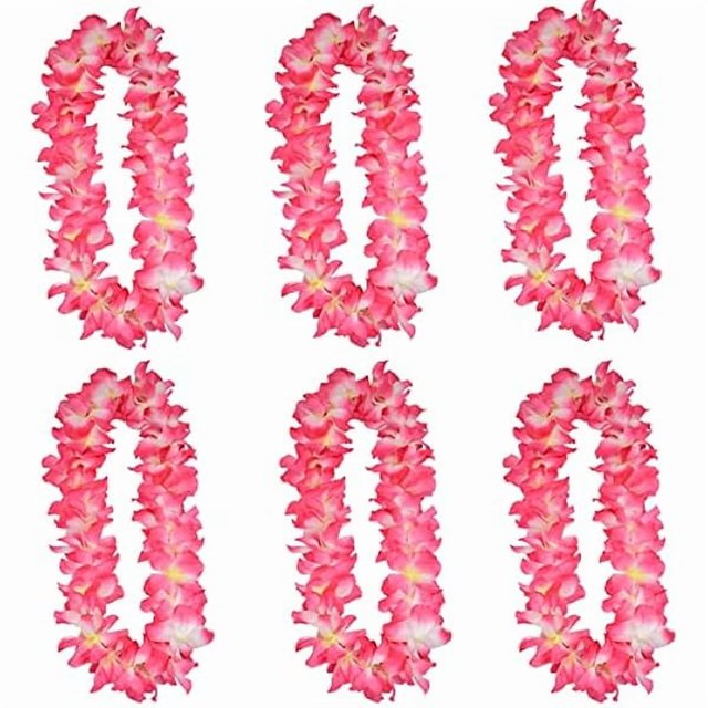 wonima44 6 Pcs Thicken 41 Inch Pink Hawaiian Leis for Graduation Party, Dance Party, Photo Prop in Outdoors (6 Pcs)