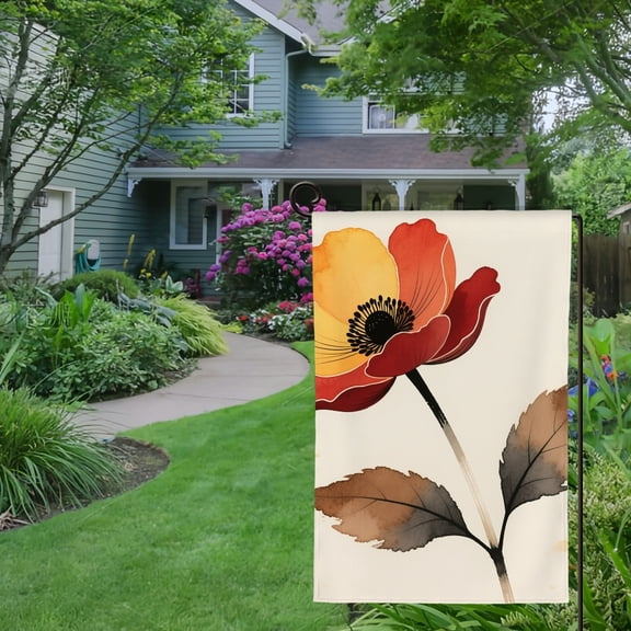 Spring Summer Garden Flag Double Sided Single Poppy Flower Welcome Yard House Outside Outdoor Decoration,12*18 inch
