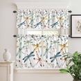 thumbnail image 2 of 3 Piece Kitchen Curtains and Valances Set Dragonfly Cafe Curtains 36 Inch Length Watercolor Colorful Nature Painting Art Valance & Tier Curtain for Living Room Bedroom Small Window 54"x18"+27"x36"*2, 2 of 6