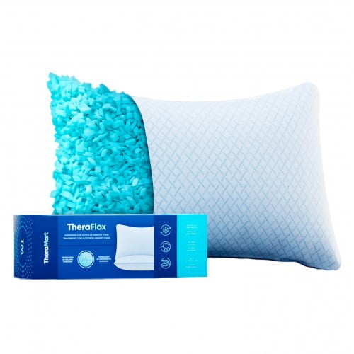 Almohada con copos de gel fresco-Copos de memory foam infundido con gel.