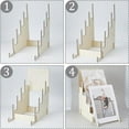 thumbnail image 3 of 3-Tier Wooden Greeting Card Display Stand Sticker Display Stand Art Prints Display Holder Vendors Postcard Organizer Multipurpose Brochure Holder 34x20x52.5cm DIY, 3 of 7