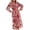 Hot Pink, variant on Ichuanyi Woman Dress, Summer Women's Fashion Casual V Neck Printing Long Sleeve Lacing Button Pleated Dress