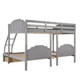 Velvet Triple Bunk Bed with Drawers, Ladder and Guardrails, 3 Bed Bunk