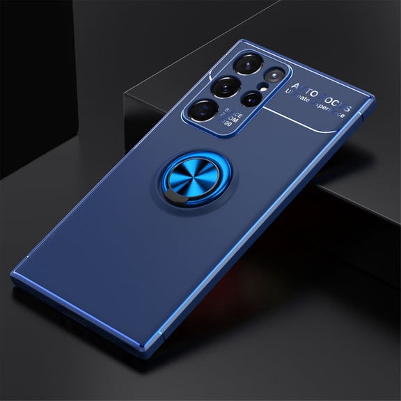 for Samsung Galaxy S23 Ultra Case with Ring Holder Kickstand [Support Magnetic Car Holder] Heat Dissipation Soft TPU Shockproof Frosted Back Protective Case for Galaxy S23 Ultra 5G 6.8", Blue