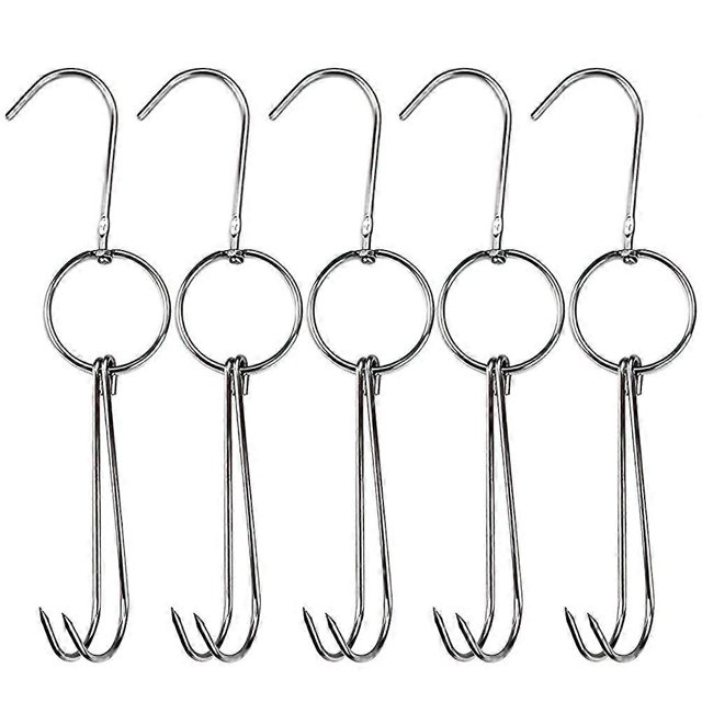 Meat Hooks 5PCS Double Design Roast Hooks for Bacon, Ham, Dried Fish & BBQ, Heavy Duty Kitchen Utensils for Professional Meat Handling