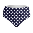 thumbnail image 4 of Womens High Waisted Bikini Bottoms Polka Dot Tummy Control Ruched Swim Bottom Full Coverage Swimsuits Bottoms Pool Party Dark Blue XXL, 4 of 5