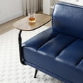 thumbnail image 4 of 55" Faux Leather Small Loveseat Couch, 2 Seater Sofa with Swivel Tray, Comfortable Loveseat with Metal Legs for Living Room and Entryway, Blue, 4 of 8