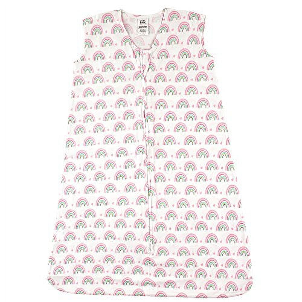 Luvable Friends Baby Girl Sleeveless Jersey Cotton Sleeping Bag, Sack, Blanket, Rainbows Jersey, 6-12 Months
