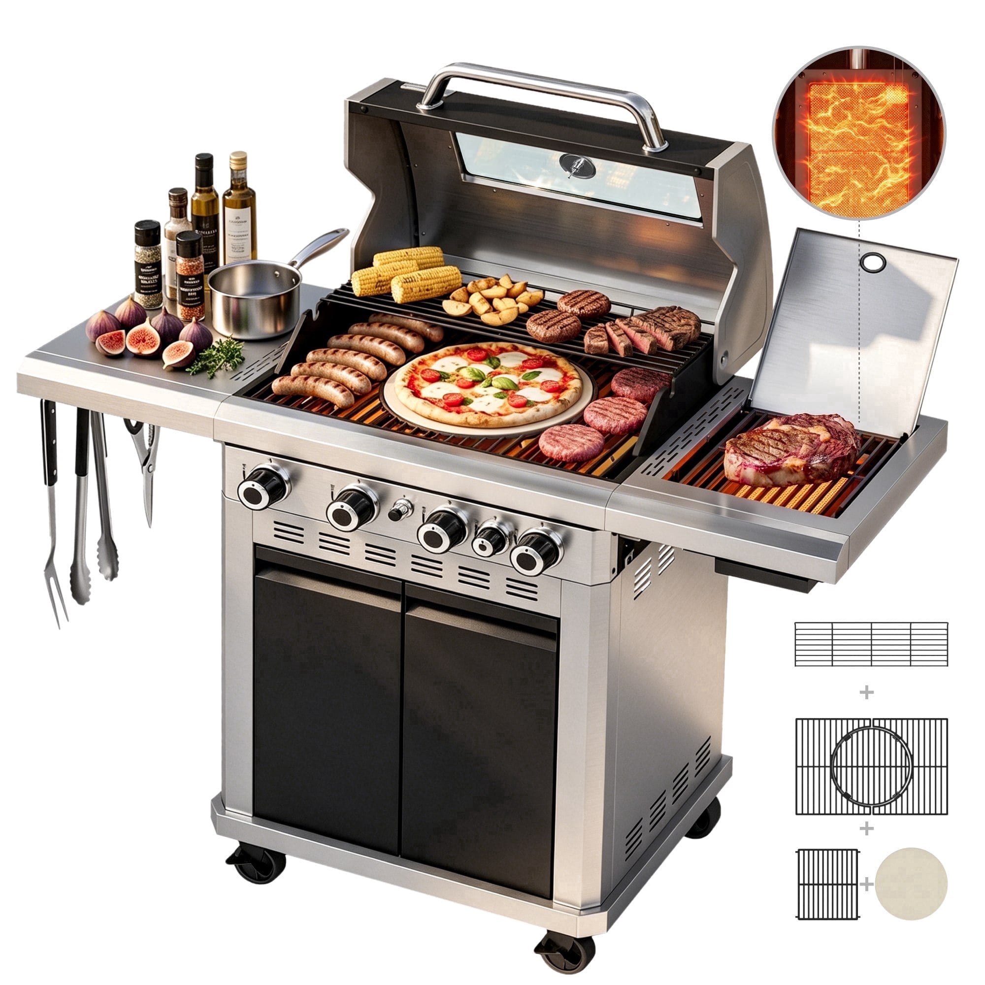 Royal Gourmet ZH3004S Premium Gas Grill and Pizza Oven Combo,with