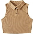 thumbnail image 4 of Chaleco sin mangas con cuello abotonado y ribeteado - Cuello elegante, textura ribeteada, ideal para combinar en verano, 4 of 5
