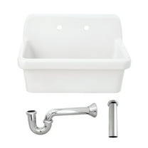 Kingston Brass KGPKWS3019181 Doriteal 30-Inch Ceramic Single Bowl Wall Mount Kitchen Sink with Strainer in White/Polished Chrome
