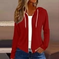 thumbnail image 2 of ZSQDM Zip Up Jackets for Women Fall Basic Lightweight Sweatshirt Print Shirts Drawstring Full Zip Hoodies Cardigan Soft Loose Fit Basic Knit Sweaters Top Outfits Oversized Sweater（Xl）, 2 of 6