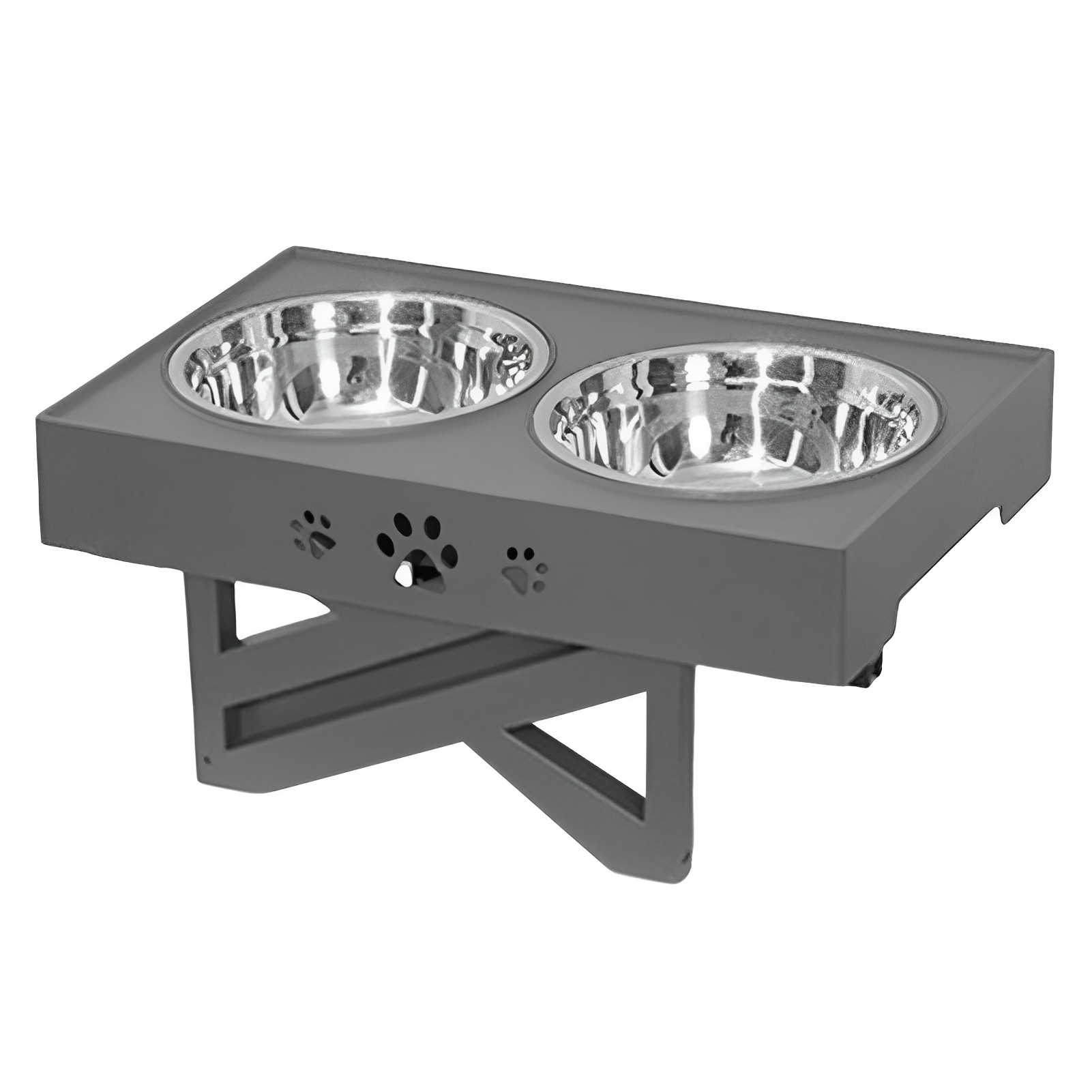 Adjustable Height Elevated Dog Bowl Stand, Stainless Steel Raised Feeder with Non-Slip Base, Food Grade Slow Feed Bowls for Healthy Digestion, Kitchen Pet Station