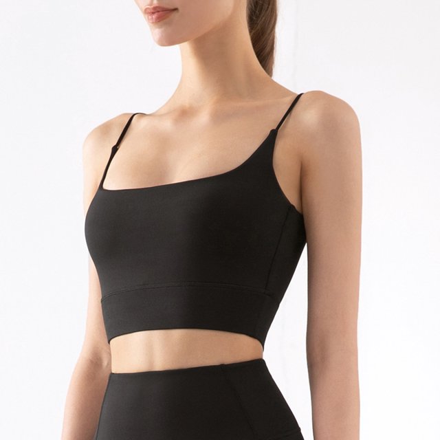 Chaleco de yoga con almohadilla para el pecho, sujetador deportivo para mujer, tirantes finos para los hombros, ropa interior de fitness para yoga
