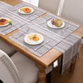 thumbnail image 4 of Table Runner and Placemats Set of 4, Yamaziot Washable Fabric Rectangle Dining Table Mats with Tassels, 13"x72" Table Flag & 13"x18" Place Mats, Brown, 4 of 8