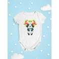thumbnail image 3 of Cute Panda With Floral Wreath Bodysuit Infant -Image by Shutterstock,  6 Months, 3 of 4
