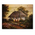 thumbnail image 3 of Designart 'Traditional Cottage At Sunset In Autumn Flowers' Traditional Print on Natural Pine Wood, 3 of 5