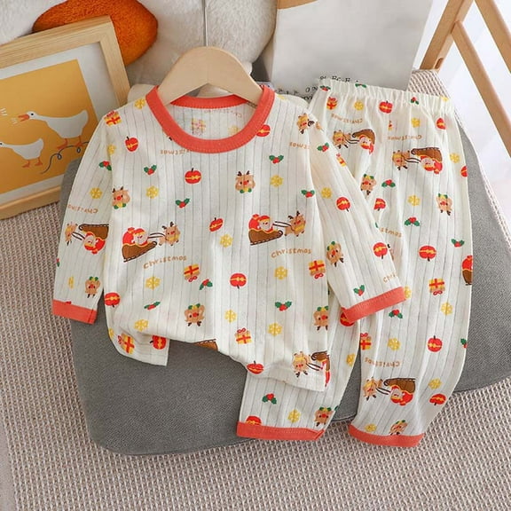Ynynloco Toddler Boys Girls Cotton Pajama Set Long Sleeve Tops with Pants Sleepwear Soft Breathable 2 Piece Pjs Set, 1-11 Years