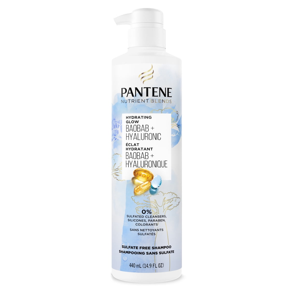 Pantene Nutrient Blends Shampoo Hydrating Glow Baobab + Hyaluronic Sulfate Free 14.9 fl oz