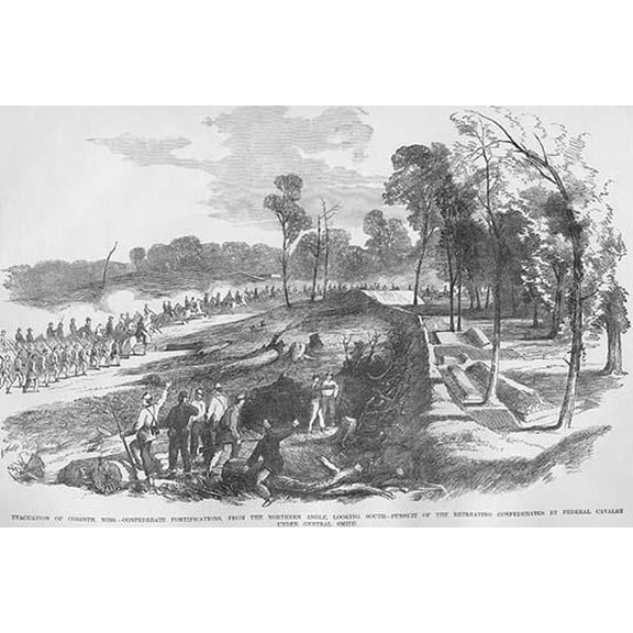 Confederates Evacuate Corinth, Mississippi-Fine Art Canvas Print (20" x 30")