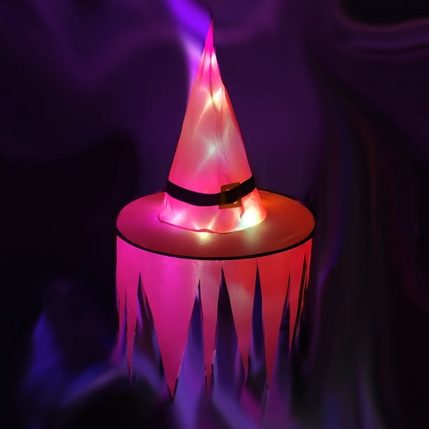 Xihbxyly Sombrero de Bruja Led, Decoración Luminosa para Fiesta de Halloween, Diseño Iluminado, Decoración para Interiores y Exteriores, Bajo Consumo, Configuración Relajante, Tamaño 40 Cm, Juego de