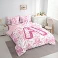 thumbnail image 3 of Erosebridal Chic Bowknot Bedding Full Size,Monogrammed A Comforter Sets with Sheets,Retro Pink Floral Bedding Sets Full Size For Girls,Super Cozy Room Decorative Reversible,7pcs, 3 of 7