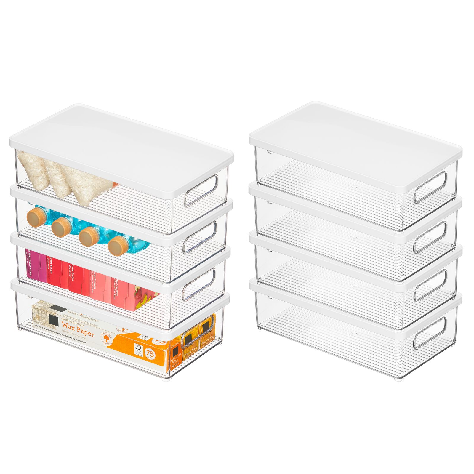 mDesign Plastic Stackable Kitchen Storage Bin Box with Handles